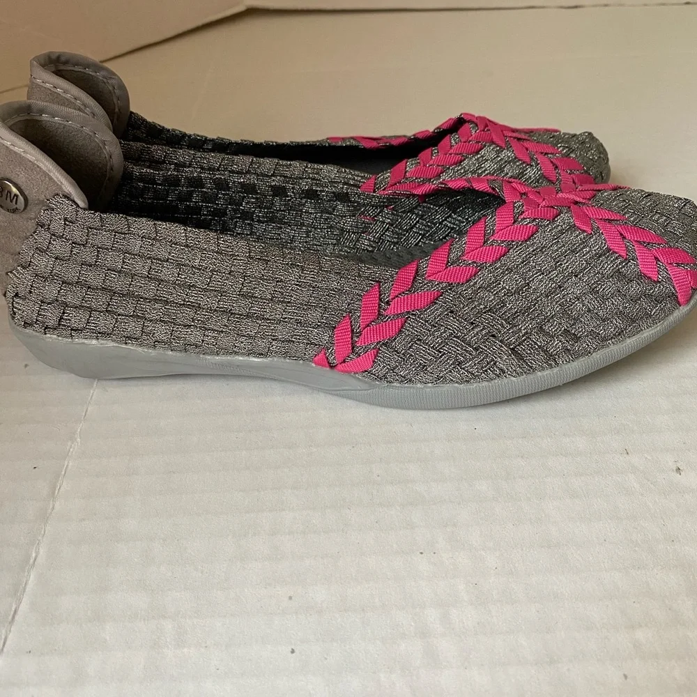 Bernie Mev Braided Catwalk Ballet Flats Gray Pink EU Size 38 (7.5)